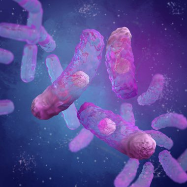 Tıbbi geçmiş, plazmid ve ribozomlu veba bakterisi, Yersinia pestis, 3D görüntüleme.