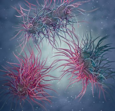 Tıbbi arka plan, tüm yüzey üzerinde kamçılı bakteri peritrichus, Hafniaceae, Enterobacterales çubuk şeklindeki asporogenic mobil gram- negatif anaerobik 3D görüntüleme