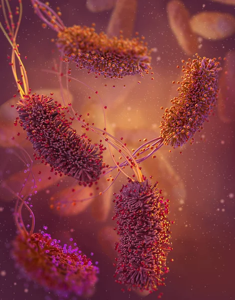 Medische Achtergrond Lophotrichous Bacteriën Met Een Monopoliepositie Van Een Bundel — Stockfoto