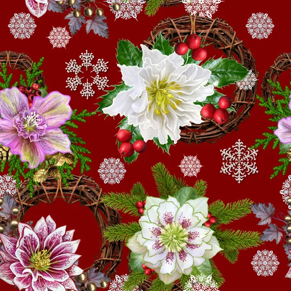 Christmas pattern, Christmas rose, hellebore