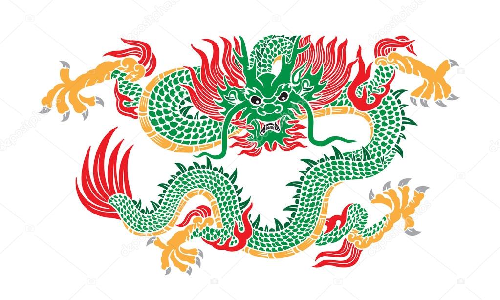 Green chinese dragon vector