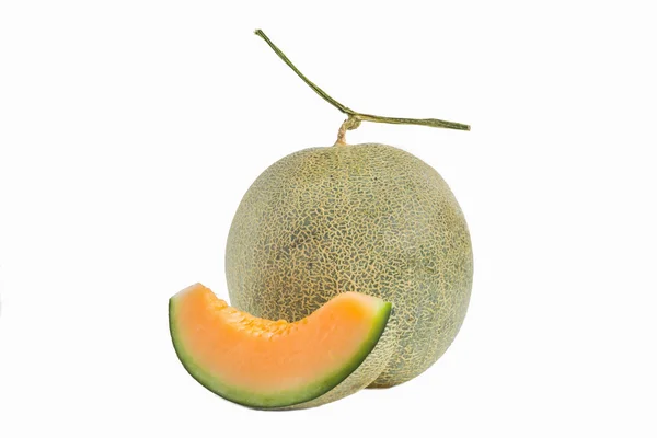 Frisch geschnittene Melone auf weißem Hintergrund — Stockfoto