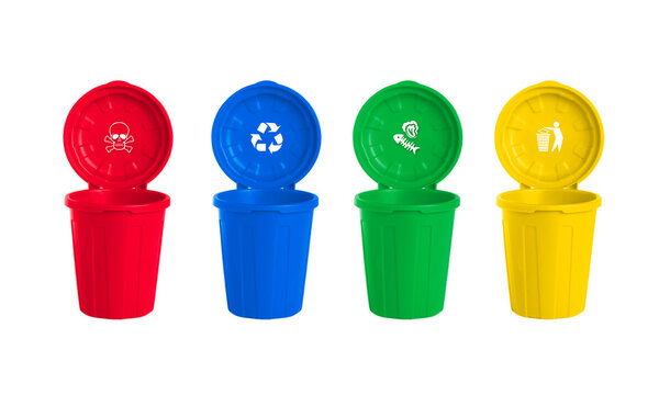 Many color wheelie bins set