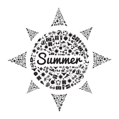 Yaz Icons Set şekil güneş beyaz arka plan ile