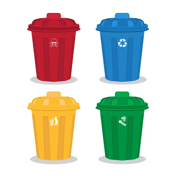 Viele farbige Wheelie Bins Set — Stockvektor