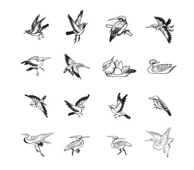 kuş ve ördek Çince stil vektör