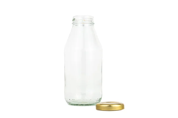Пустая бутылка стоять в одиночку на белом фоне — стоковое фото