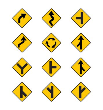 Sarı yol işaretleri, trafik işaretleri set vektör