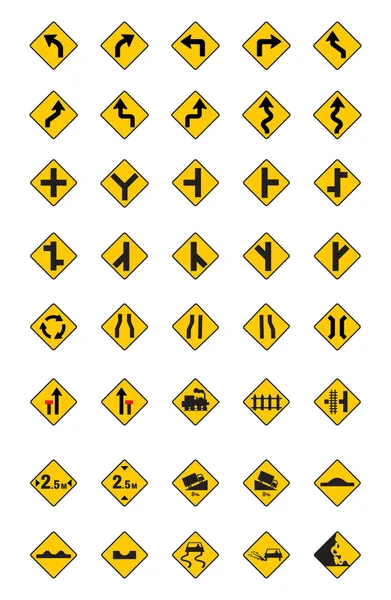 Warning traffic signs, traffic signs vector set — Stock Vector