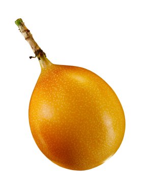 Granadilla veya sarı çarkıfelek meyvesi kesme yolu ile beyaz arka planda izole