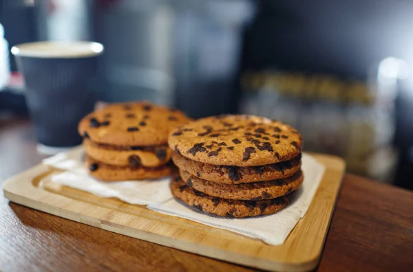 Tasty Cookie Bar Counter Coffee Shop Blurred Image Selective Focus — Stock Photo, Image