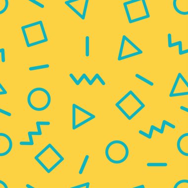 Kusursuz soyut geometrik 80 'ler ve 90' ların stil vektör deseni tasarımı. Doodle sanatı. Arkaplan ve baskılar
