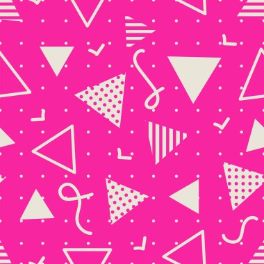 Üçgen geometrik şekil memphis biçimi kusursuz vektör deseni tasarımı