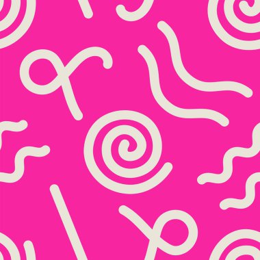 Rastgele şekilli kıvrımlı spiral kıvrım çizgisi memphis biçimi kusursuz vektör tasarımı