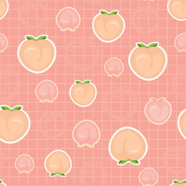 可愛い桃のフルーツシームレスベクトルパターンデザイン — ストックベクタ