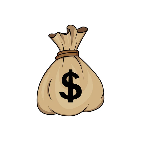 Dinero Bolsa Vector Aislado Sobre Fondo Blanco — Vector de stock