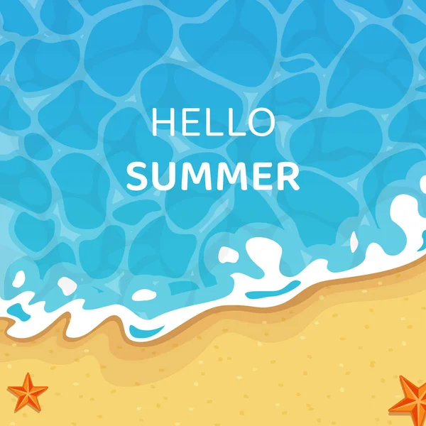 Vector Summer Beach Hello Summer Background — Stock Vector