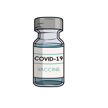 Aşı covid-19 vektörü beyaz arkaplanda izole edildi