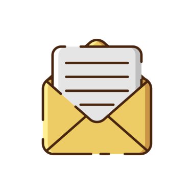 e-posta ile beyaz arkaplanda izole edilmiş ikon vektör düz tasarımı