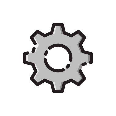 dişli simgesi beyaz arkaplanda izole edildi. Vektör simgesi izole edildi.