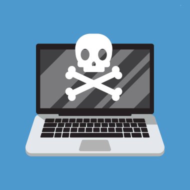 Bilgisayar virüsü veya zararlı yazılım uyarı vektör resmi