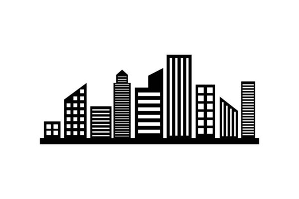 Cityscape silhoutte vector image, isolated on white background.