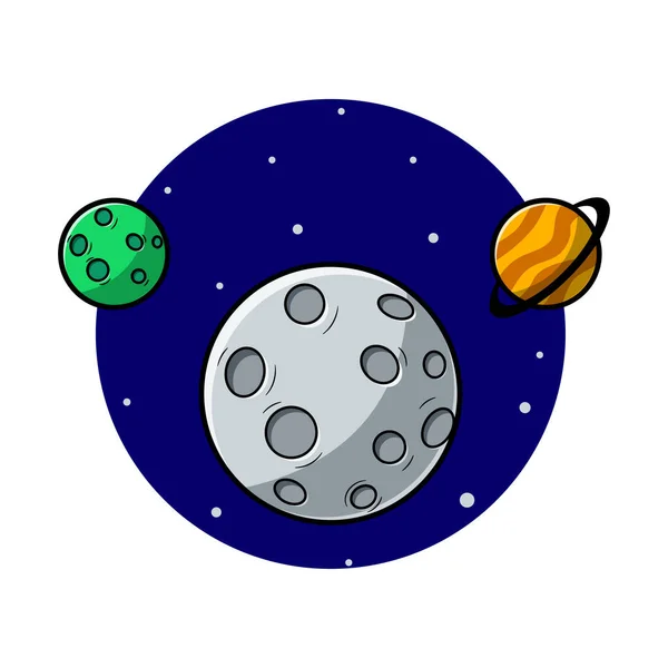 Luna Estilo Dibujos Animados Con Planeta Vector Icono Luna — Archivo Imágenes Vectoriales