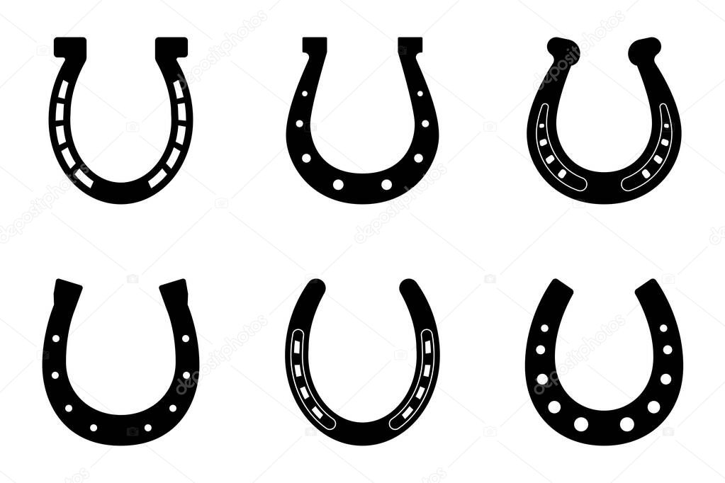 Set of horseshoe vector isolated on white background