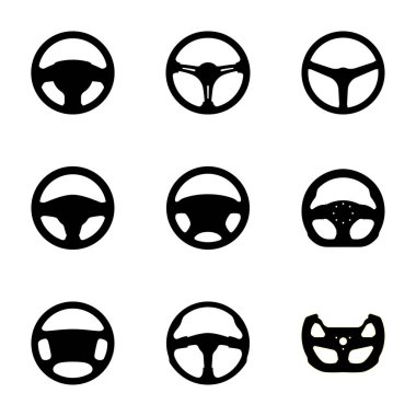 set of  steering wheel vector isolated on white background.
