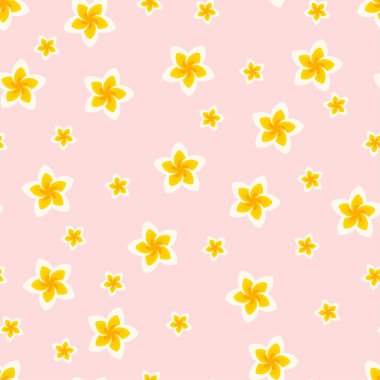 Kusursuz desenli Frangipani çiçek desenli arka plan. vektör arkaplan.