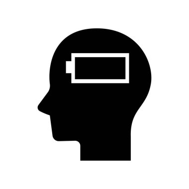 kafa simgesi ve tam batarya beyaz arka planda izole edildi. simge vektörü.