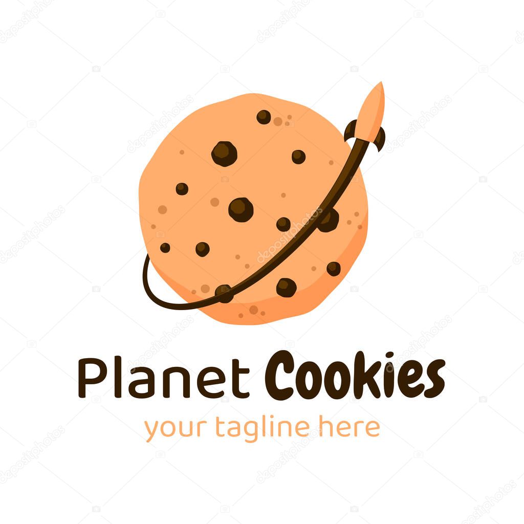 Planet cookie logo. cute logo design. vector logo isolated on white background.