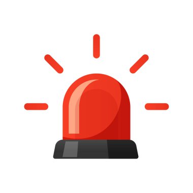 Beyaz arkaplanda kırmızı siren ışığı vektörü izole edildi.