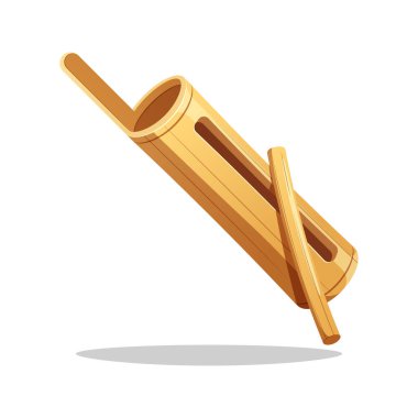 Kentongan bambu vektörü beyaz arkaplanda izole edildi.