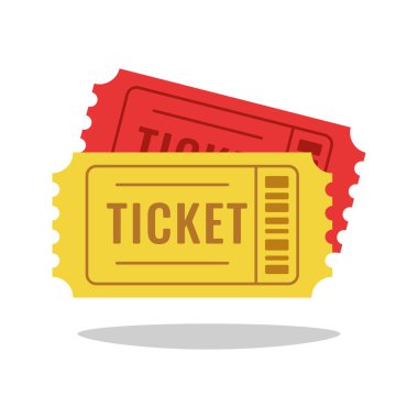 Kırmızı ve ellow bilet simgesi beyaz arkaplanda izole.