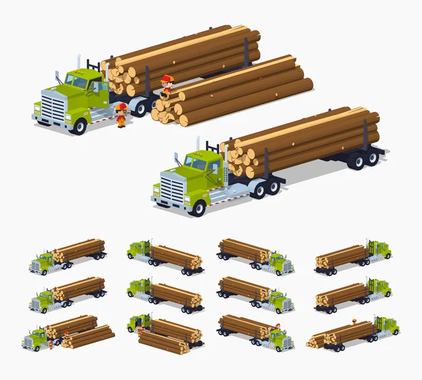 Log truck med högen av loggar — Stock vektor