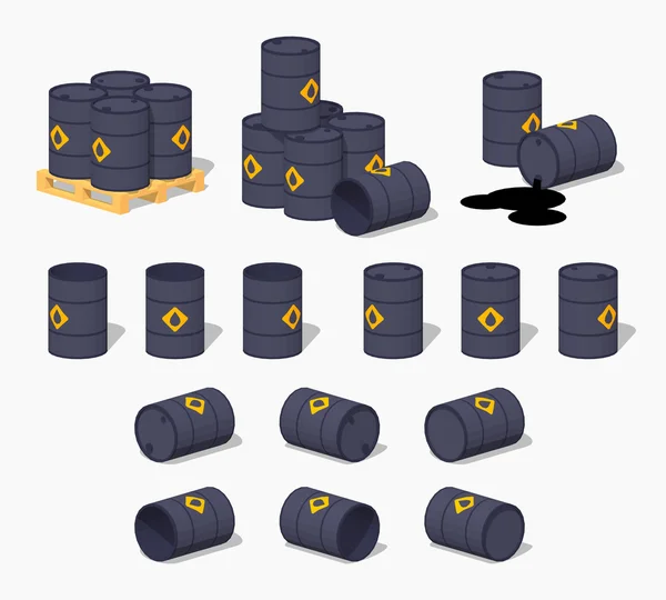 Zwart metalen vaten met de olie — Stockvector