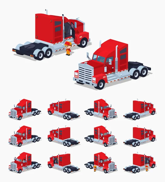 Kırmızı ağır Amerikan kamyon — Stok Vektör