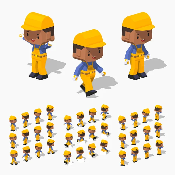 Low poly worker — Stock Vector