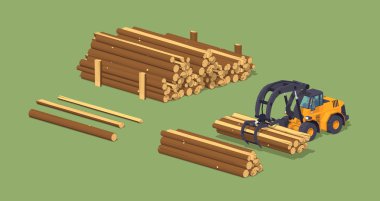 Log loader and the log piles