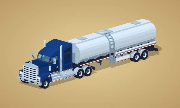 Koyu mavi gümüş tank-römork ile ağır kamyon — Stok Vektör