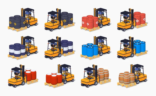 Barrels on the forklifts — Wektor stockowy