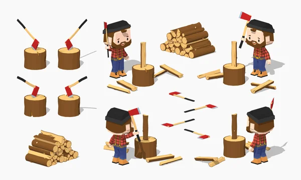 Brennholz hacken durch Holzfäller — Stockvektor