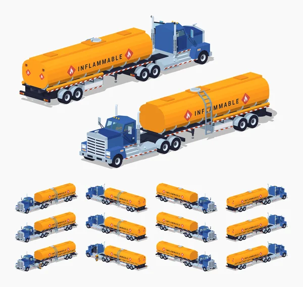 Camion bleu avec le réservoir de carburant orange — Image vectorielle