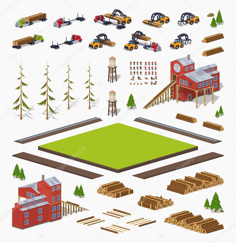 Lumber mill construction set Stock Vector Image by ©Andrew_Rybalko