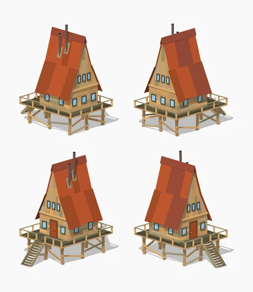 A-Frame houten huis — Stockvector