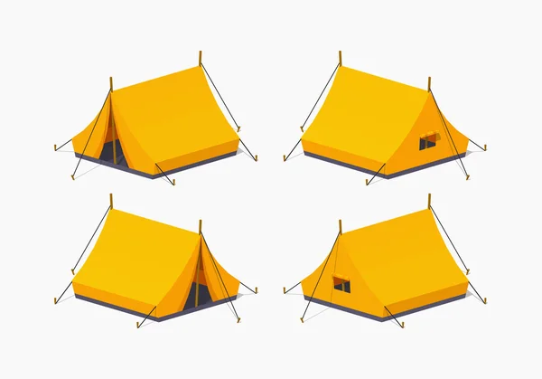 Låga poly orange camping tält — Stock vektor