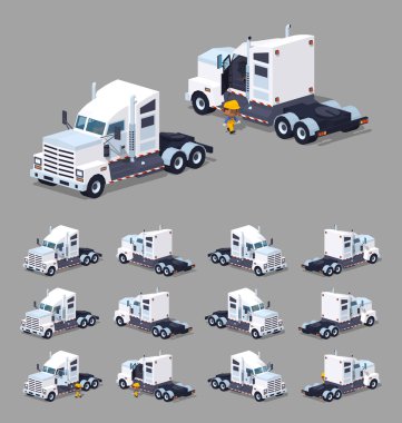 Düşük Poli ağır Amerikan beyaz kamyon