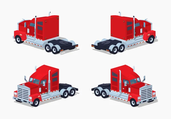 Låga poly röda tung amerikansk lastbil — Stock vektor