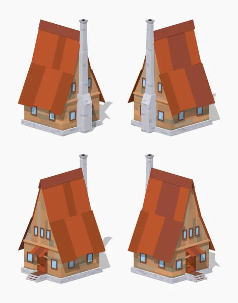 Nízké poly A-Frame dřevěný dům — Stockový vektor